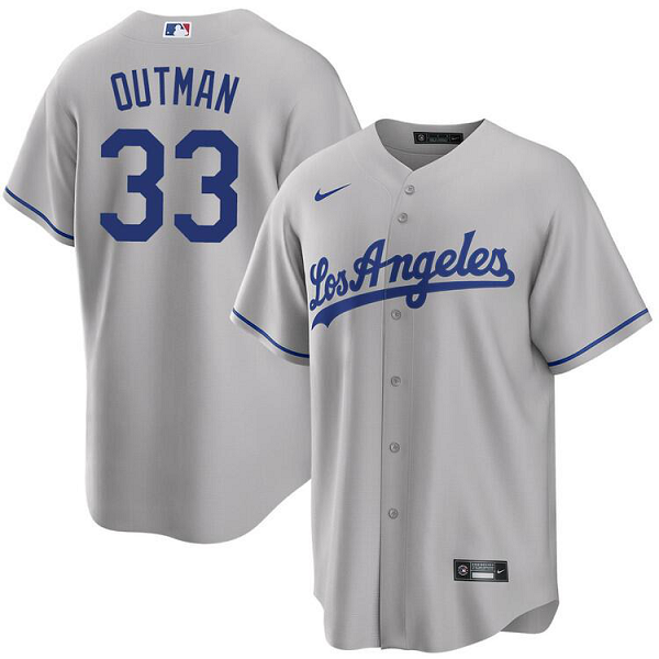 Men's Los Angeles Dodgers #33 James Outman Gray Alternate MLB Cool Base Jersey