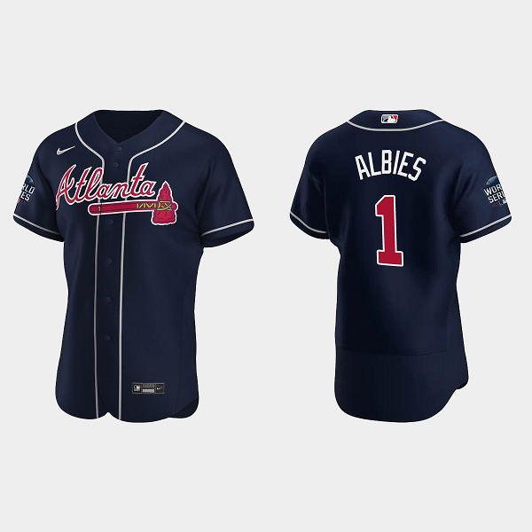 Ozzie Albies Atlanta Braves 2021 World Series MLB Flexbase Jersey - Navy