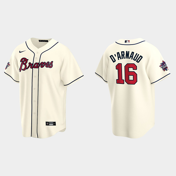 Men's Atlanta Braves #16 Travis d'Arnaud Cream 2021 MLB All-Star Game Jersey