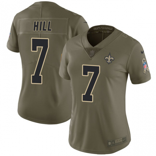 Women's Nike New Orleans Saints #7 Taysom Hill 2017 Salute to Service Limited Green Jersey