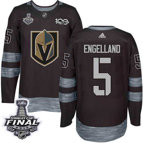 Adidas Golden Vegas Golden Knights #5 Deryk Engelland Black 1917-2017 100th Anniversary 2018 Stanley Cup Final Stitched NHL Jersey