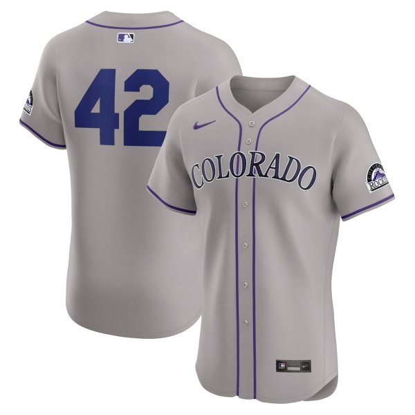 Men's Colorado Rockies Nike Gray Road 2024 Jackie Robinson Day Elite Jersey