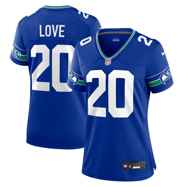 Women's Seattle Seahawks Julian Love Nike Royal Throwback Player Game Jersey