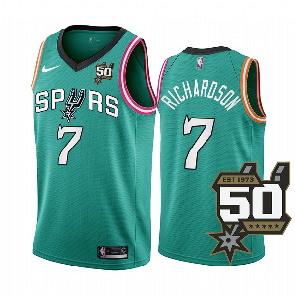 San Antonio Spurs Josh Richardson #7 Teal 2022-23 City Edition 50th Anniversary Jersey