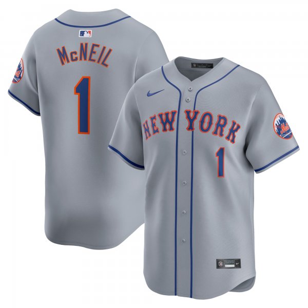 Men's New York Mets #1 Jeff McNeil Nike Gray Away Limited Player Jersey