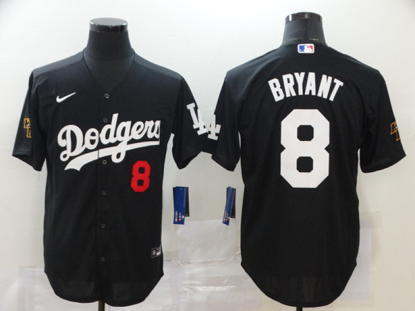 Men's Nike Los Angeles Dodgers #8 Kobe Bryant Black With KB Patch Stitched MLB Cool Base Jersey