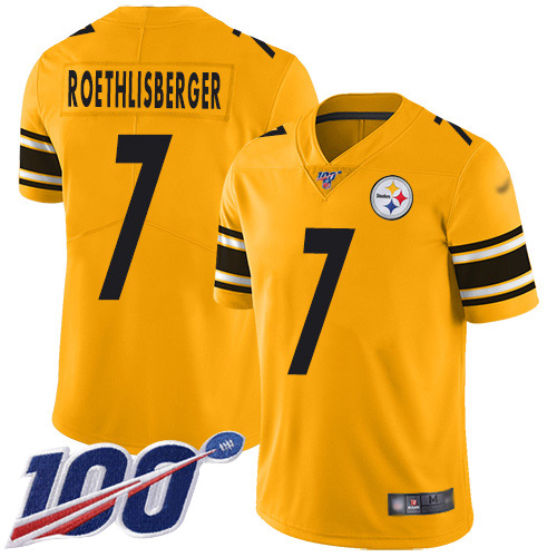 Pittsburgh Steelers #7 Ben Roethlisberger Gold Men's Stitched NFL Limited Inverted Legend 100th Season Jersey