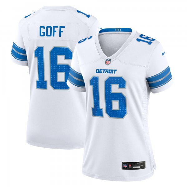 Women's Detroit Lions Jared Goff Nike White Game Jersey