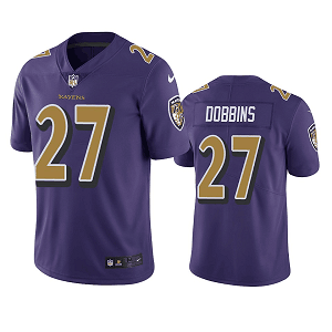 Men's Baltimore Ravens #27 J.K. Dobbins Color Rush Limited Purple Jersey