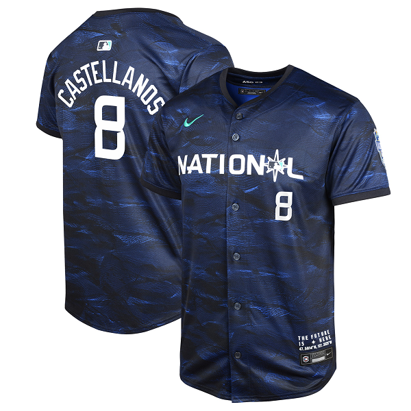 Youth National League #8 Nick Castellanos Nike Royal 2023 MLB All-Star Game Cool Base Jersey