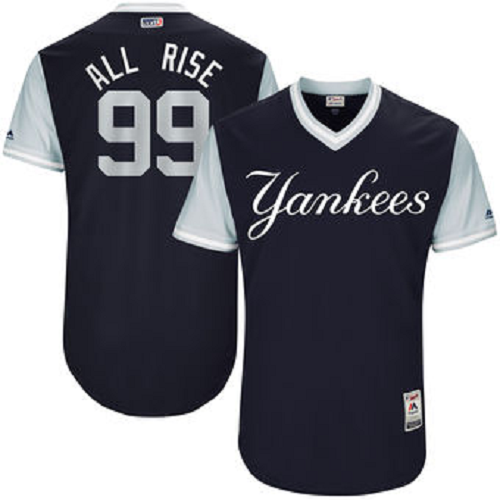 Men's New York Yankees #99 Aaron Judge All Rise Majestic Navy 2017 Players Weekend Jersey