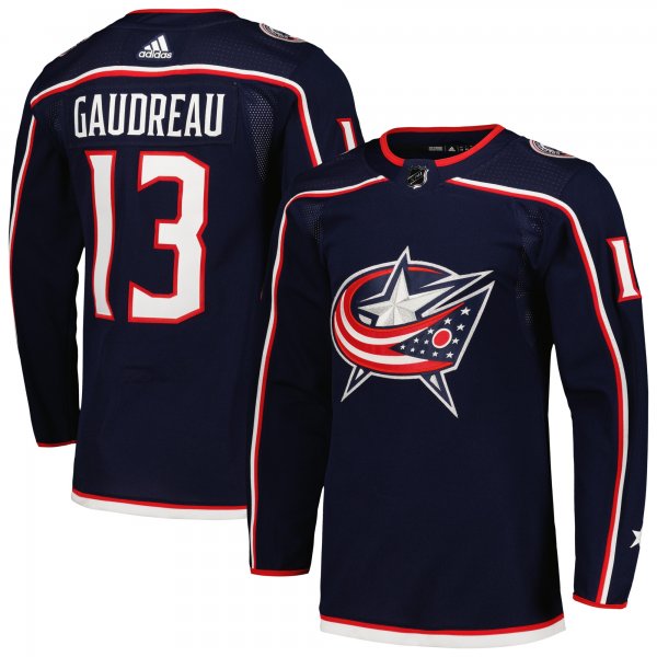 Men's Columbus Blue Jackets Johnny Gaudreau adidas Navy Home Primegreen Player Jersey