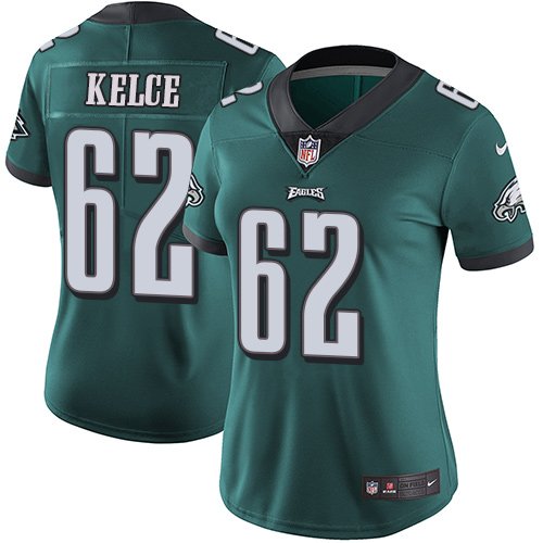 Nike Philadelphia Eagles #62 Jason Kelce Midnight Green Team Color Women's Stitched NFL Vapor Untouchable Limited Jersey