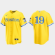 Men's Boston Red Sox #19 Jackie Bradley Jr. 2021 City Connect Cool Base MLB Jersey - Gold Light Blue