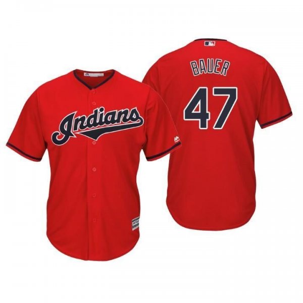 Men's Cleveland Indians #47 Trevor Bauer Cool Base 2019 Baseball Player MLB Jersey