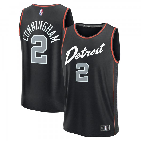 Men's Unisex Detroit Pistons #2 Cade Cunningham Black 2023/34 Fast Break City Edition Jersey