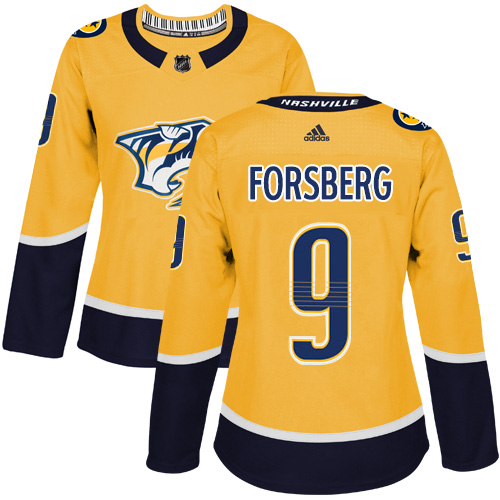 Adidas Nashville Predators #9 Filip Forsberg Yellow Home Women's Stitched NHL Jersey