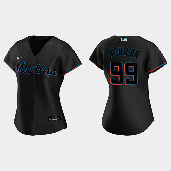 Women's Miami Marlins #99 Jesus Aguilar Black MLB Jersey