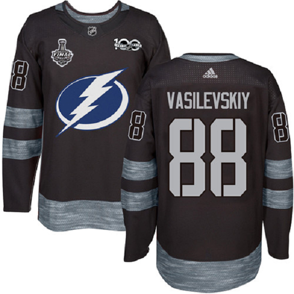 Adidas Lightning #88 Andrei Vasilevskiy Black 1917-2017 100th Anniversary 2020 Stanley Cup Final Stitched NHL Jersey