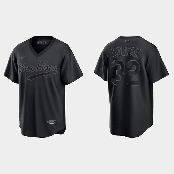 Men's Brooklyn Dodgers #32 Sandy Koufax Pitch Black Fashion Cool Base Jersey - Black