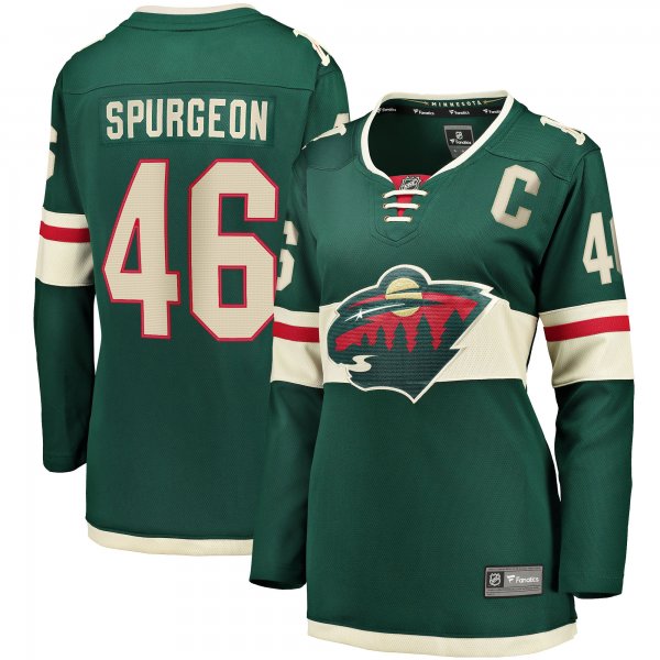 Women's Minnesota Wild Jared Spurgeon Green Home Breakaway Player Jersey