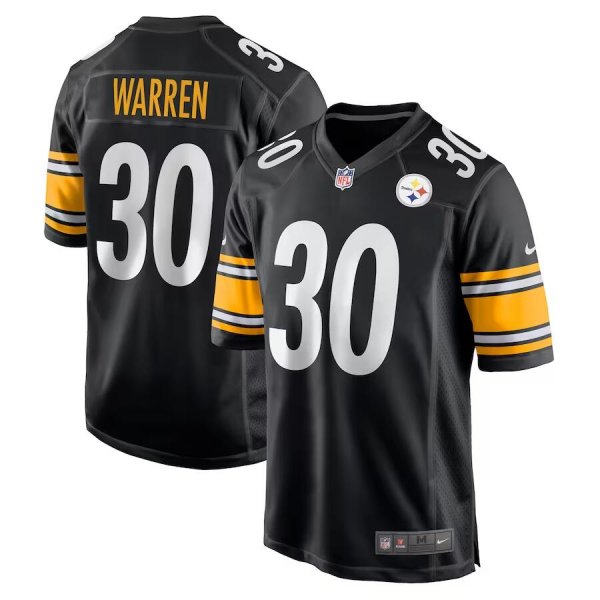 Men's Pittsburgh Steelers #30 Jaylen Warren Nike Black Alternate Game Jersey