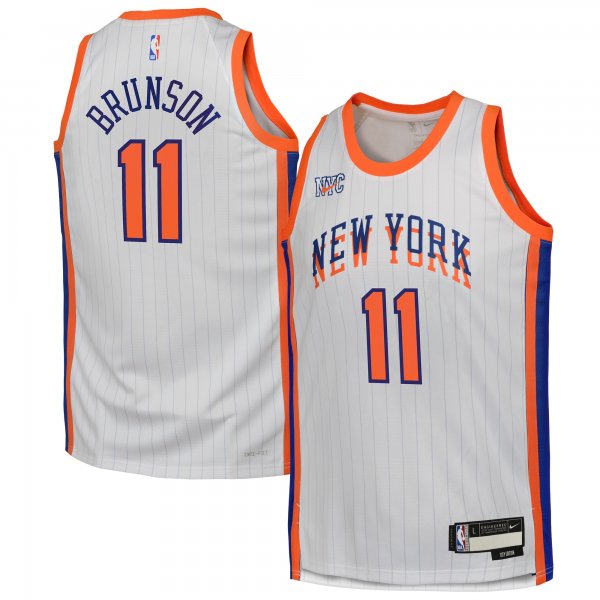 Jalen Brunson #11 New York Knicks Nike Youth 2024/25 Swingman City Edition White Player Jersey