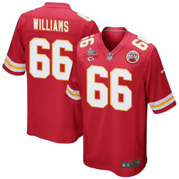 Brandon Williams #66 Kansas City Chiefs Super Bowl LVII Champions 3 Stars Men's Game Red NFL Jersey