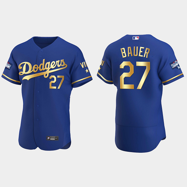 Trevor Bauer Los Angeles Dodgers 2021 Gold Program World Series Champions MLB Coolbase Jersey - Royal