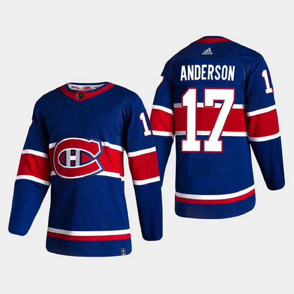 Montreal Canadiens #17 Josh Anderson Reverse Retro 2020-21 Blue Jersey