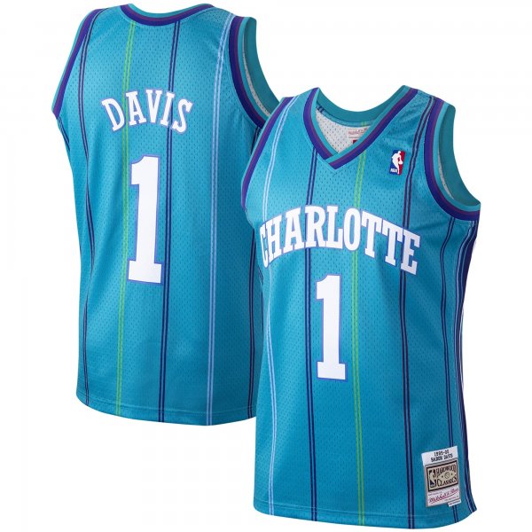 Men's Charlotte Hornets Baron Davis Mitchell & Ness Teal 1999/00 Hardwood Classics Swingman Jersey