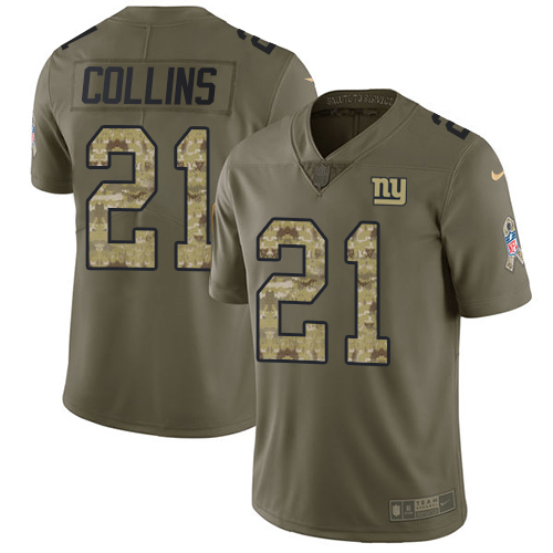 Nike New York Giants #21 Landon Collins Olive/Camo Men's Stitched NFL Limited 2017 Salute To Service Jersey