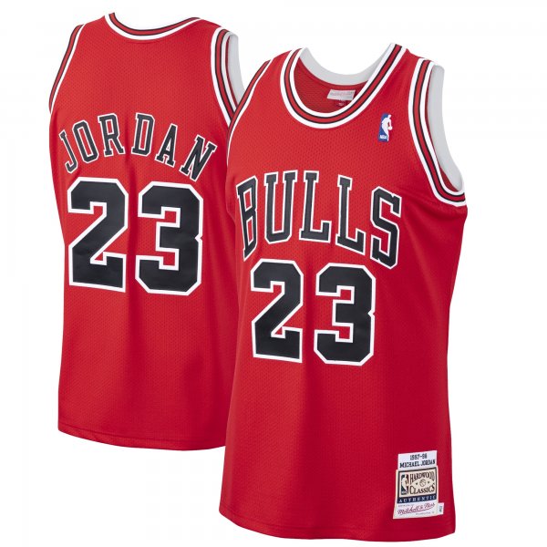 Men's Chicago Bulls Michael Jordan Mitchell & Ness Scarlet 1997/98 Hardwood Classics Jersey