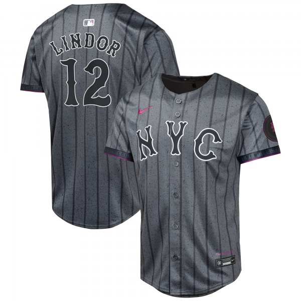 Youth New York Mets Francisco Lindor Nike Graphite 2024 City Connect Limited Player Jersey