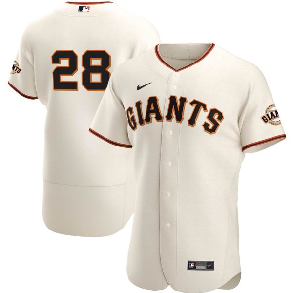 Men's Nike San Francisco Giants #28 Buster Posey Cream Home 2020 Player Name MLB Jersey