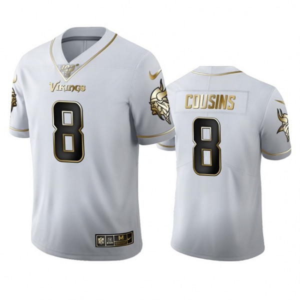 Minnesota Vikings #8 Kirk Cousins Men's Nike White Golden Edition Vapor Limited NFL 100 Jersey