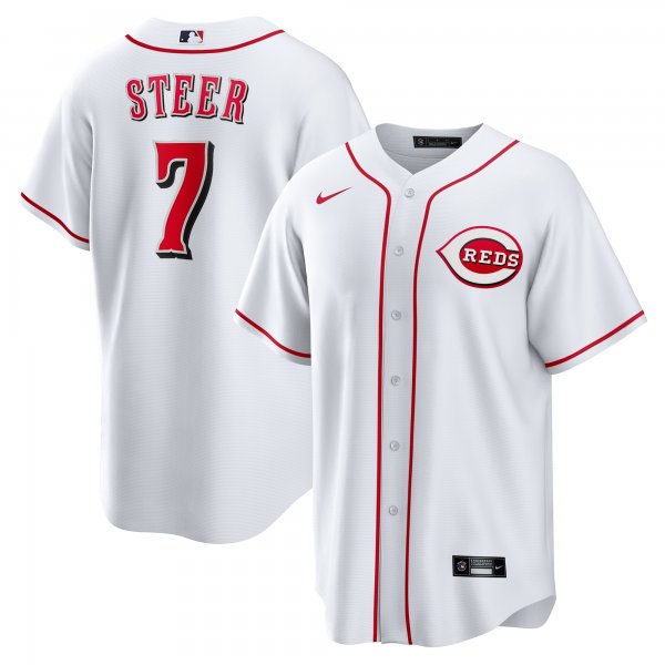 Men's Cincinnati Reds Spencer Steer Nike White Home Replica Jersey