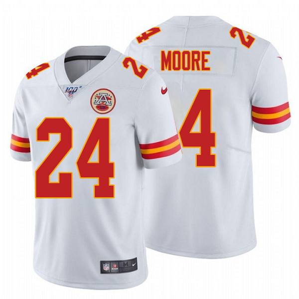 Men's Nike NFL Kansas City Chiefs Skyy Moore #24 White Stitched Limited Jersey