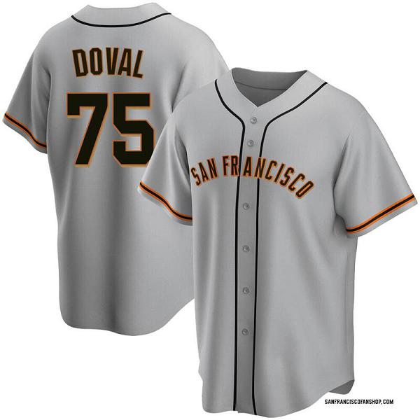 Men's San Francisco Giants #75 Camilo Doval Alternate Cool Base MLB Road Gray Jersey