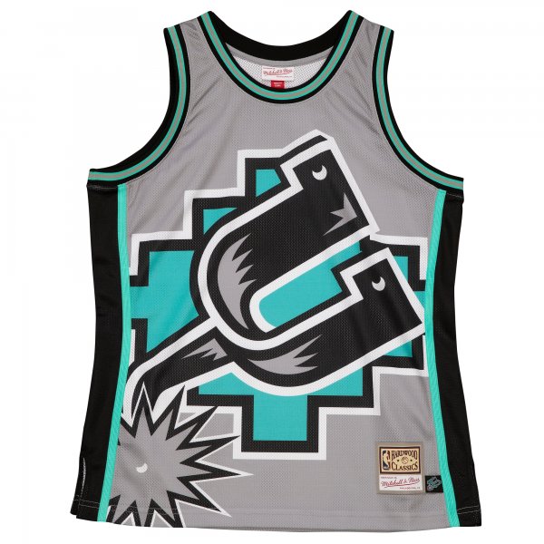 Men's San Antonio Spurs  Mitchell & Ness Gray Hardwood Classics Blown Out Fashion Jersey