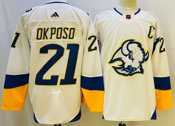 Men's #21 Kyle Okposo Buffalo Sabres White NHL Jersey