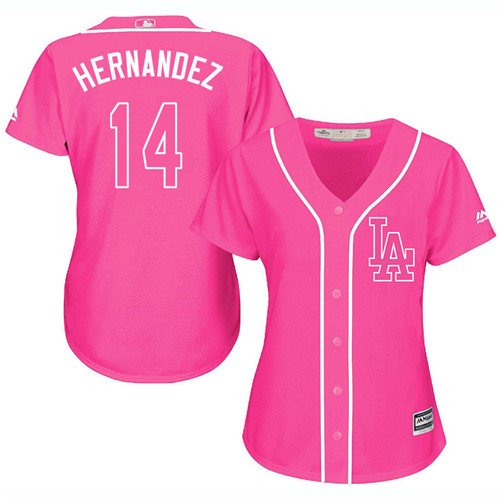 Women's Los Angeles Dodgers #14 Enrique Hernandez Women's Los Angeles Dodgers #14 Enrique Hernandez Pink Fashion Cool Base MLB Majestic Jersey