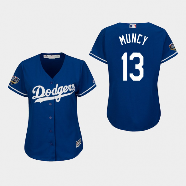 Women's Los Angeles Dodgers #13 Max Muncy Alternate Royal 2018 World Series Cool Base Jersey Jersey