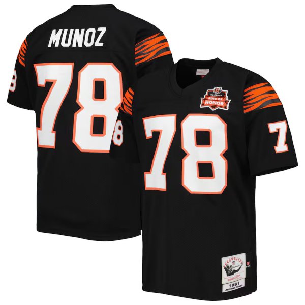 Men's Cincinnati Bengals  Anthony MuÃ¥Â¸Â½oz Mitchell & Ness Black Throwback Retired Player Jersey