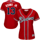 Atlanta Braves #13 Ronald Acuna Jr. Red Alternate Women's Stitched MLB Jersey