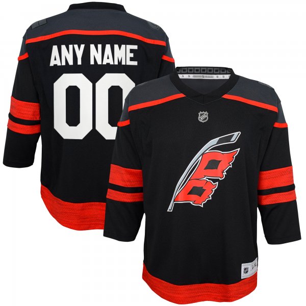 Youth Carolina Hurricanes  Black Home Replica Custom Jersey