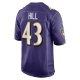 Men's Baltimore Ravens Justice Hill Nike Purple Game Jersey