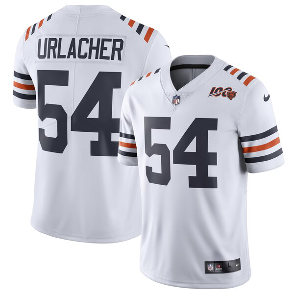 Men's Nike Chicago Bears #54 Brian Urlacher White 2019 100th Season Alternate Classic Retired Player Limited NFL Jersey