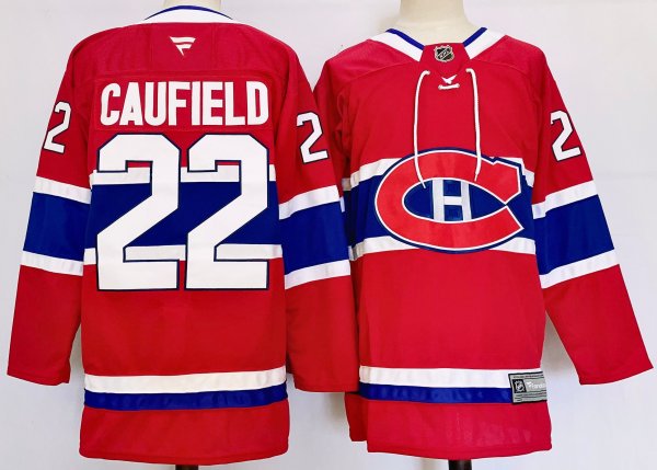 Men's #22 Cole Caufield Montreal Canadiens Red City Edition Jersey