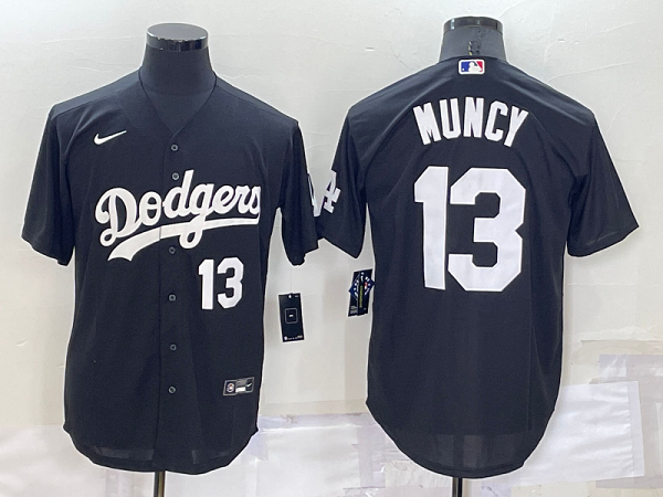 Men's Nike Los Angeles Dodgers #13 Max Muncy Black Stitched Cool Base MLB Jersey